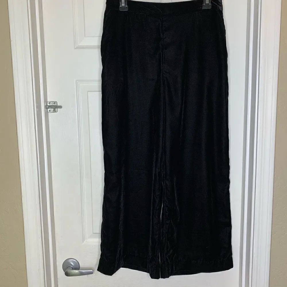 Zara Basic Black Wide Leg Crop Pants High Rise